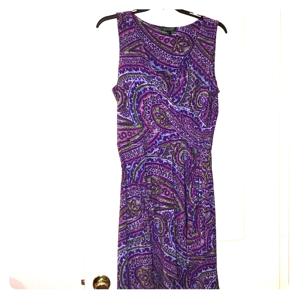 Dress with jewel tones & bright pink shrug